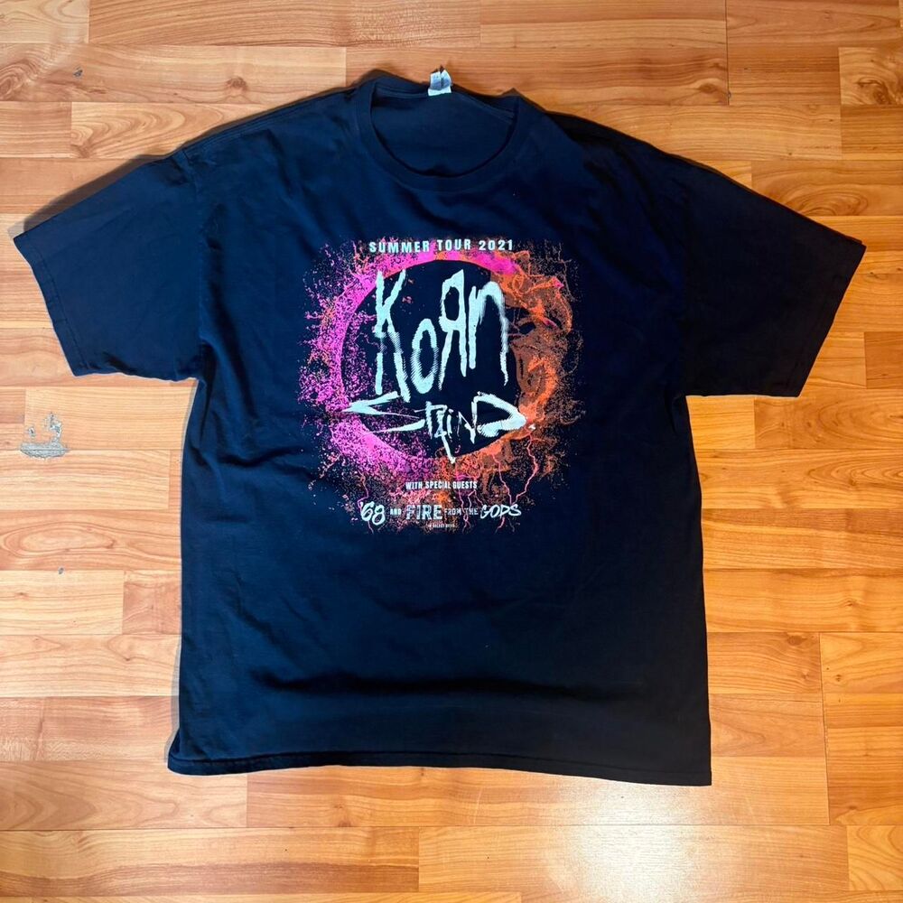 2021 Korn Staind Tour T Shirt Black XL Nu Metal Band Tee Concert Graphic Rock
